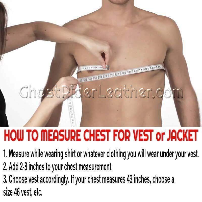 Leather Motorcycle Vest - Men's - Zipper Front - MV8017-ZIP-11-DL - Image 10