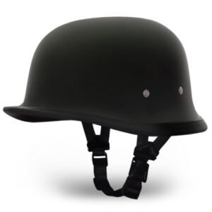 Novelty Motorcycle Helmet - Dull Flat Black - German - 1004B-DH
