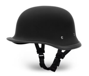 Novelty Motorcycle Helmet - Dull Flat Black - Big German - 1005B-DH