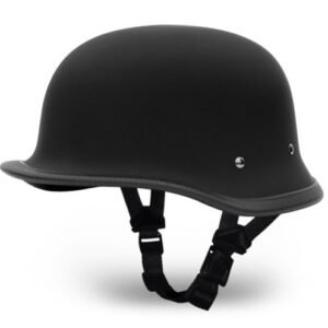 Novelty Motorcycle Helmet - Dull Flat Black - Big German - 1005B-DH