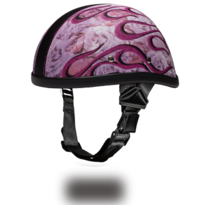 Novelty Motorcycle Helmet - Pink Flames - Eagle Shorty - 6002FP-DH