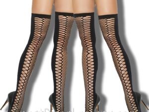 Two Pair of Black Zig Zag Net Thigh Highs - 1106-X2-EML