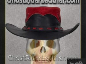 Black and Red Leather Gambler Hat / SKU GRL-HAT10-11-DL