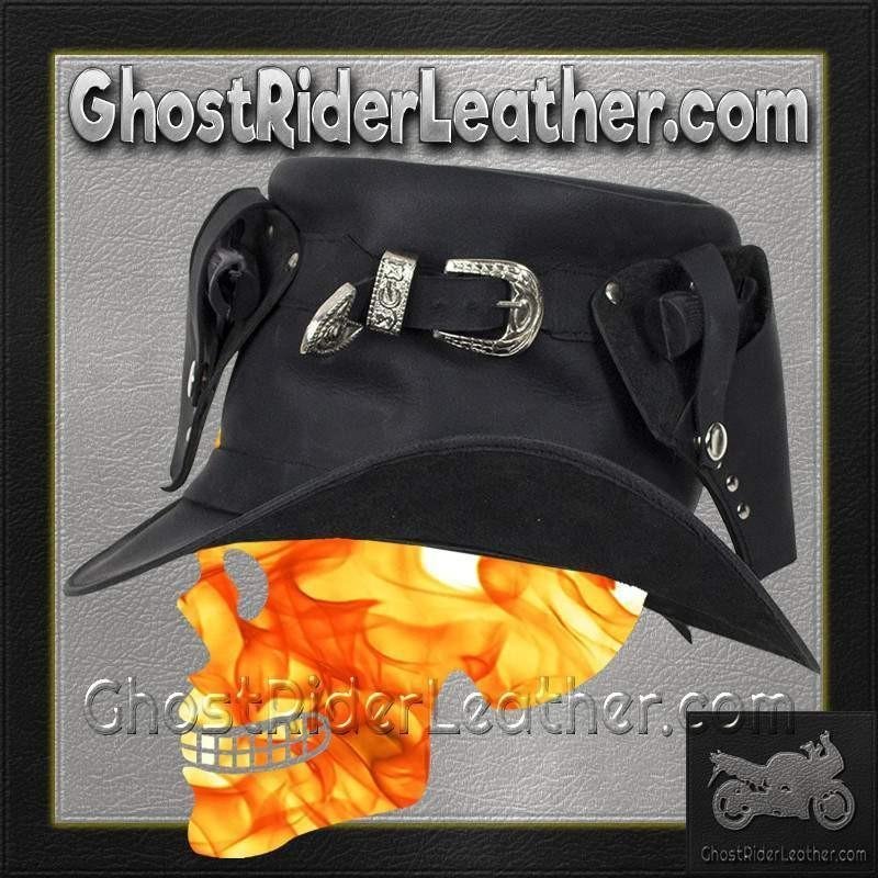 Black Leather Deadman Top Hat with Gun Holsters / SKU GRL-HAT7-11-DL - Image 2