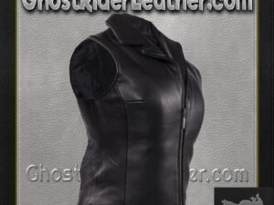 Classic Style Women's Leather Vest with Zipper Front Closure - SKU LV444-DL