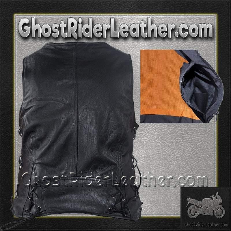 Women's Leather Vest with Side Laces and Concealed Carry Pocket - SKU LV8509-DL - Image 8