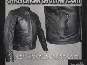 Mens Motorcycle Racer Jacket with Cool Diamond Pattern / SKU GRL-MJ821-DL