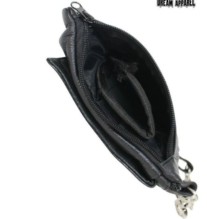 Leather Belt Bag - Red - Gun Pocket - Flying Skull Design - Handbag - BAG36-EBL10-RED-DL - Image 4