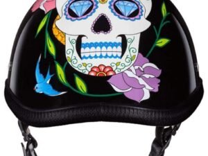 Novelty Motorcycle Helmet - Diamond Sugar Skull - Eagle Shorty - 6002DS-DH