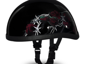 Novelty Motorcycle Helmet - Barbed Roses - Eagle Shorty - 6002BRO-DH
