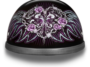 Novelty Motorcycle Helmet - Barbed Wire Heart - Shorty Eagle - 6002BWH-DH