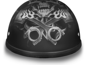 Novelty Motorcycle Helmet - Pistons Skull - Eagle Shorty - 6002PS-DH