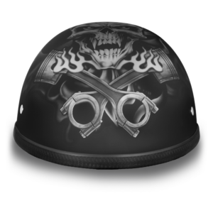 Novelty Motorcycle Helmet - Pistons Skull - Eagle Shorty - 6002PS-DH