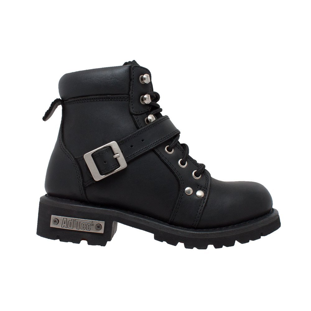 Leather Motorcycle Boots - Women's - Black - Biker - 8143-DS - Image 2