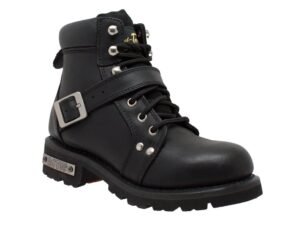 Leather Motorcycle Boots - Women's - Black - Biker - 8143-DS