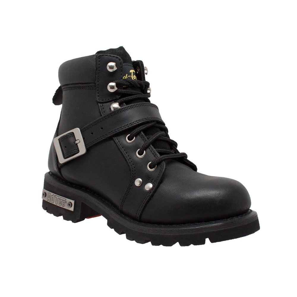 Leather Motorcycle Boots - Women's - Black - Biker - 8143-DS