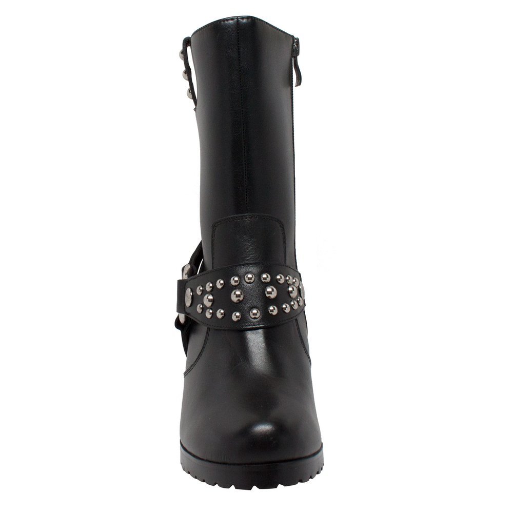 Leather Motorcycle Boots - Women's - Heeled Harness - Studs - Biker - 8546-DS - Image 4