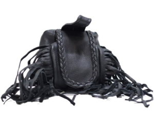 Leather Bag - Folding Pouch - Belt Bag - Fringe and Braid - Motorcycle - AC1005-DL