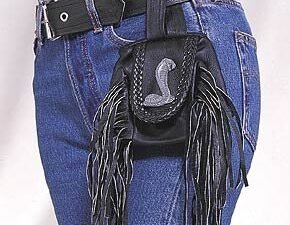 Leather Folding Pouch - Cobra - Fringe - Belt Bag - Motorcycle - AC1007-DL