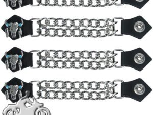 Set of Four Steer Skull Vest Extenders with Chrome Chain - AC1047-DL
