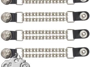 Set of Four Indian Head Nickel Vest Extenders with Chrome Motorcycle Chain - AC1054-BC-DL