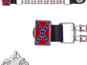 Rebel Flag Vest Extenders with Chrome Motorcycle Chain - One Single - AC1057-BC-DLx1