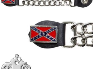 Rebel Flag Vest Extenders with Chrome Chain - One Single - AC1057-DL