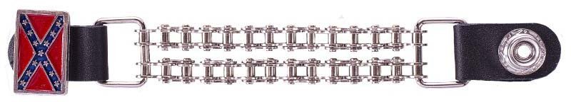 Set of Four Rebel Flag Vest Extenders with Bike Chain Design - AC1057-BC-DL - Image 2