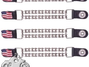 Set of Four USA Flag Vest Extenders with Chrome Motorcycle Chain - AC1058-BC-DL