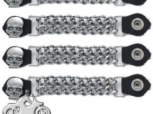 Set of Four Skull Vest Extenders with Chrome Chain - AC1064-DL