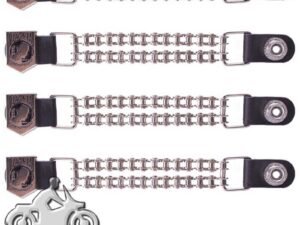 Set of Four POW MIA Vest Extenders with Chrome Motorcycle Chain - AC1065-BC-DL