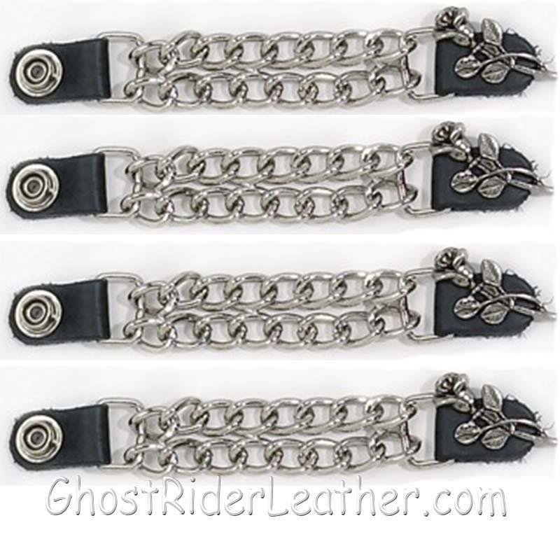 Set of Four Rose and Stem Vest Extenders - Chrome Chain - AC1070-DL - Image 2