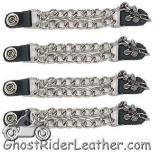 Set of Four Rose and Stem Vest Extenders - Chrome Chain - AC1070-DL