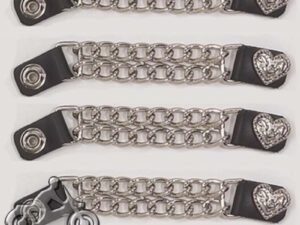 Set of Four Fancy Heart Vest Extenders with Chrome Chain - AC1078-DL