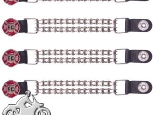 Set of Four - Fire Department Vest Extenders with Chrome Motorcycle Chain - AC1097-FD-BC-DL