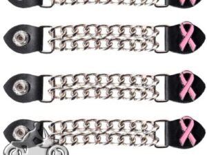Set of Four Pink Ribbon Cancer Awareness Vest Extenders with Chrome Chain - AC1101-DL