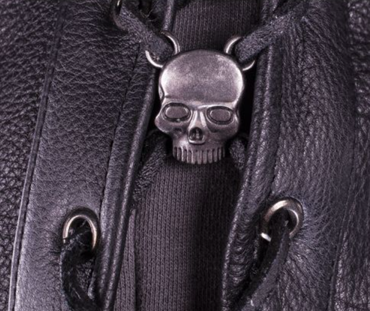Side Laces Charms - For Vests or Jackets - Set of 6 - Skull Design - AC1201-DL - Image 2