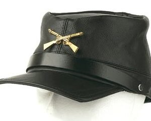 Leather Rebel Cap - Men's - Crossed Rifles - Adjustable Back - AC30-DL
