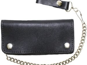 Leather Chain Wallet - Heavy Duty - Black - Biker - Motorcycle - AC51-11HD-BLK-DL
