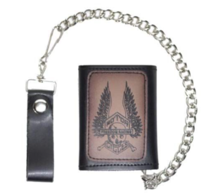Skeleton leather chain wallet.