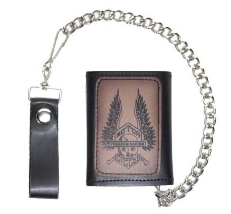 Skeleton leather chain wallet.