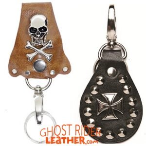Set of Two Leather Key Chain Fobs - Motorcycle - AC82-AC88-DL