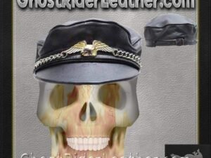 Leather Cap Hat with Chain and Eagle - SKU AC96-DL