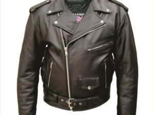 Leather Motorcycle Jacket - Men's - Tall - Up To Size 66 - Biker Jacket - AL2017-TALL-AL