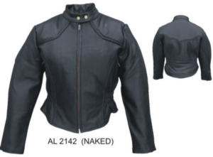 Women's Racer Biker Leather Jacket With Braid Trim - SKU AL2142-AL