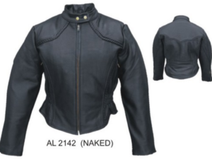 Women's Racer Biker Leather Jacket With Braid Trim - SKU AL2142-AL