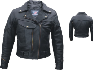 Ladies Pistol Pete Vented Motorcycle Leather Jacket - SKU AL2144-AL