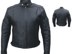 Women's Euro Racer Biker Leather Jacket With Vents - SKU AL2145-AL