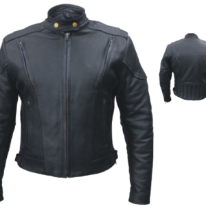 Women's Euro Racer Biker Leather Jacket With Vents - SKU AL2145-AL