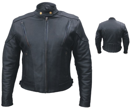 Women's Euro Racer Biker Leather Jacket With Vents - SKU AL2145-AL